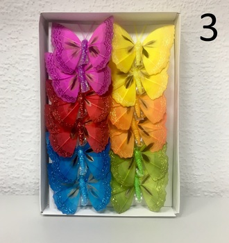 8см Бабочка на прищепке (12 шт)