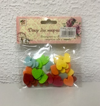 СЛ Декор для творчества "Цветные сердечки" (35шт)