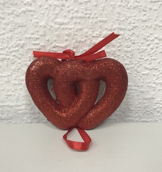 СЛ Сердце на подвеске 10см Двойное блестка