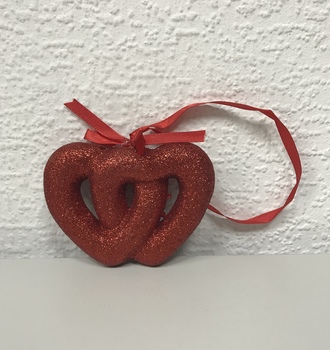 СЛ Сердце на подвеске 10см Двойное блестка