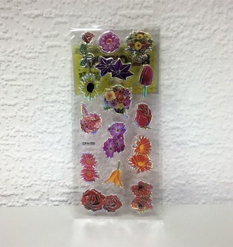 СЛ Наклейка пластик "Цветы" микс